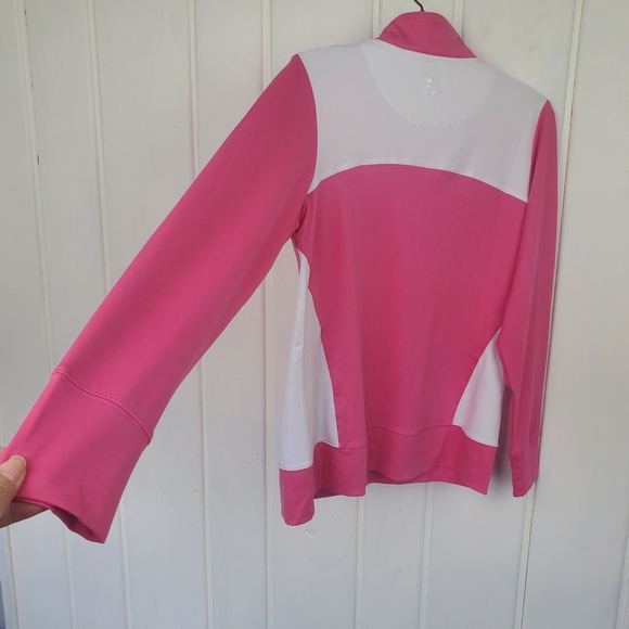 Footjoy Medium Hotpink White Full Zip Long Sleeve Performance Light Golf Jacket - Picture 11 of 16